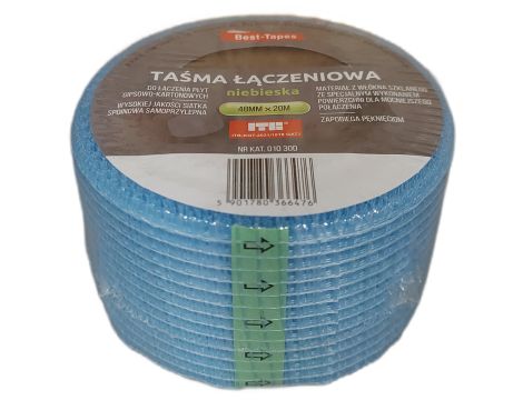 TAŚMA  SIATKA ANTYRYSOWA NIEBIESKA DO ŁĄCZENIA PŁYT GK 48MM X 20MB 010 300